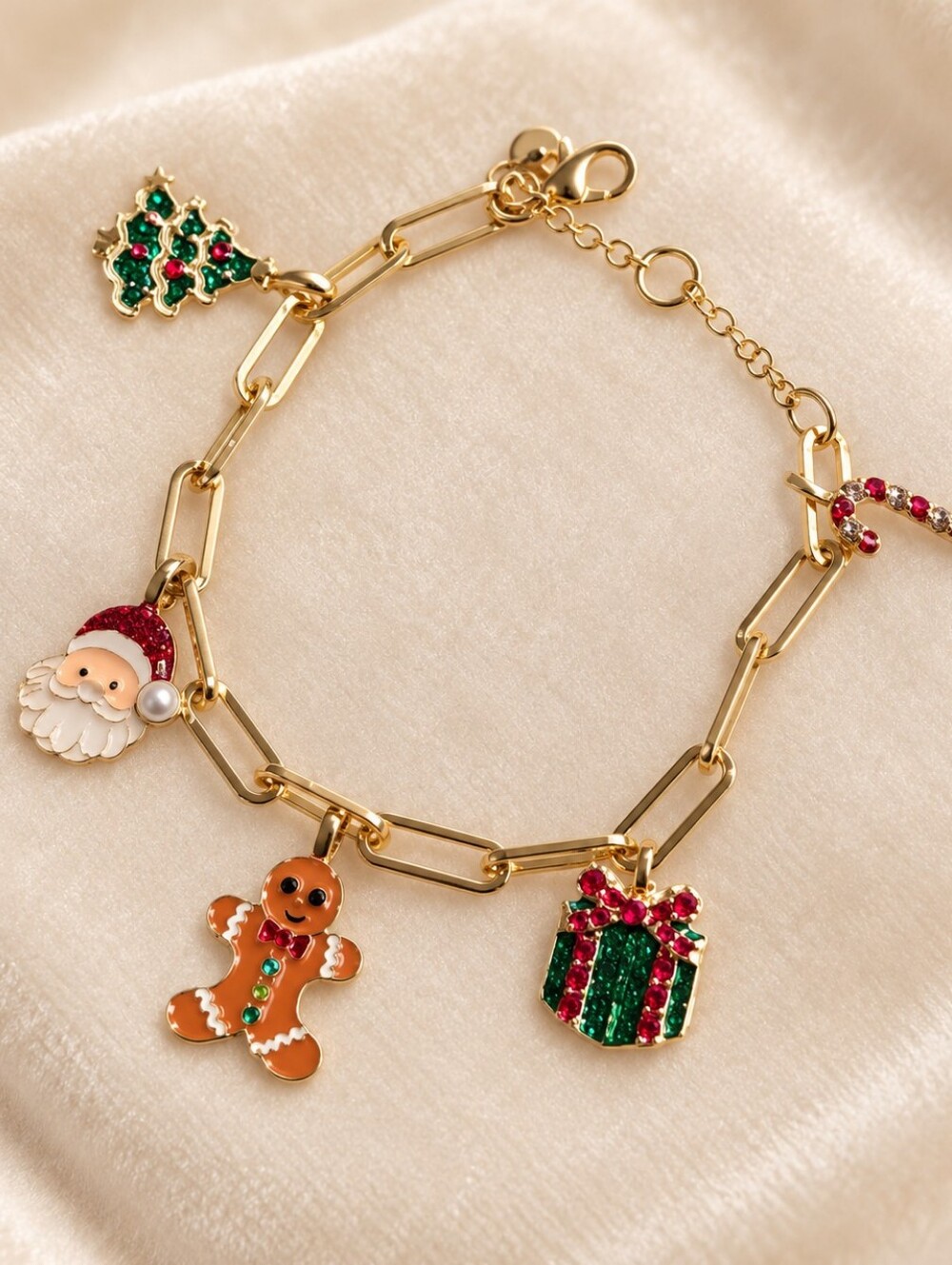 Baublebar Gold Link Bracelet with Festive Christmas Charms